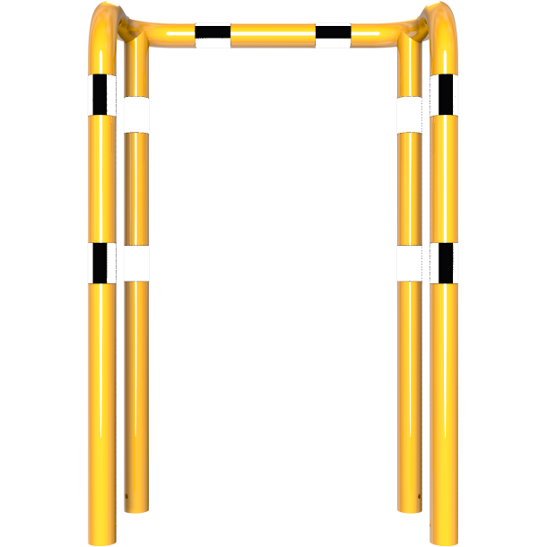 Anti-nudge hoop | double hoop | steel tube  76 mm | yellow / black | total width: 1000 mm | height above ground: 1150 mm | for casting in concrete